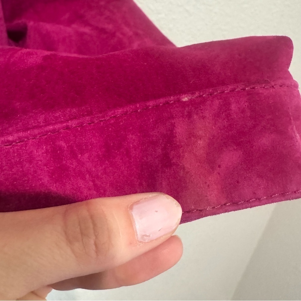VTG French Laundry Womens XL Pink Suede Leather Grunge Barbiecore 90's Preppy - Picture 11 of 12
